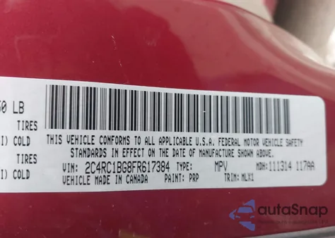 2015 Chrysler Town & Country Touring из США, поврежденный, VIN 2C4RC1BG8FR617384